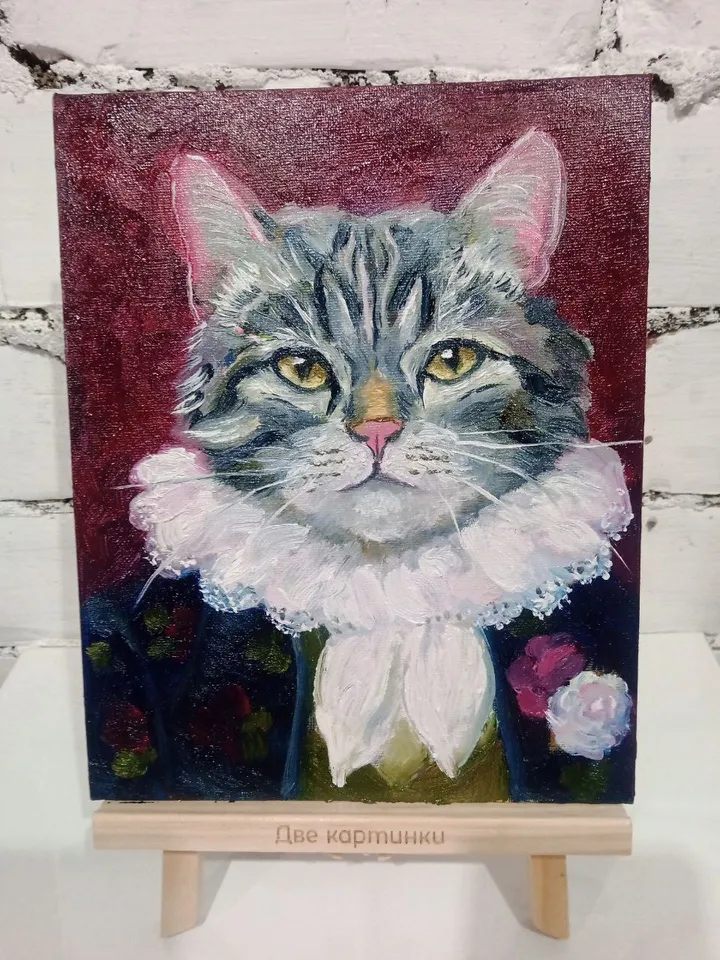 Cute Cat Painting Original Art Impasto Oil Painting Canvas Painting