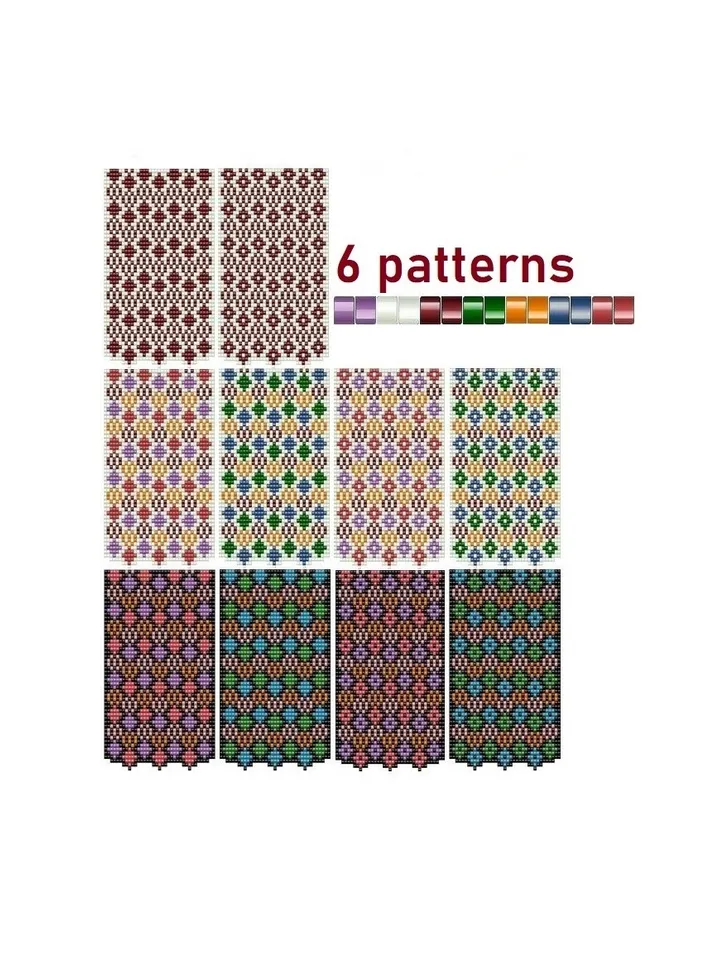 Sautoir-Gerdan-Split-Loom Beaded Necklace, Beading Loom Stitch, Square Stitch, 6 loom patterns, Instant Download, PDF