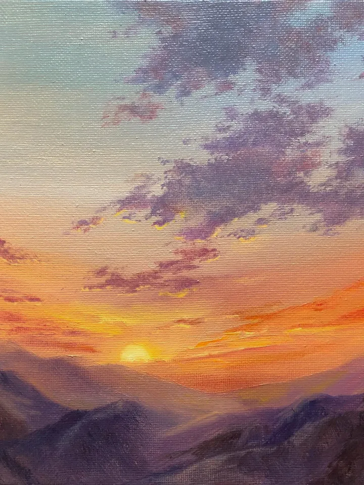 Sunset Oil Painting Original Art Sunrise Painting Landscape