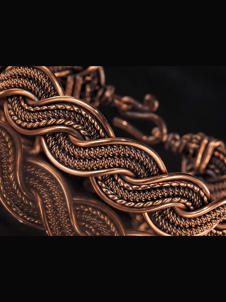 Woven copper wire bracelet Antique style handcrafted copper jewelry Unique gift