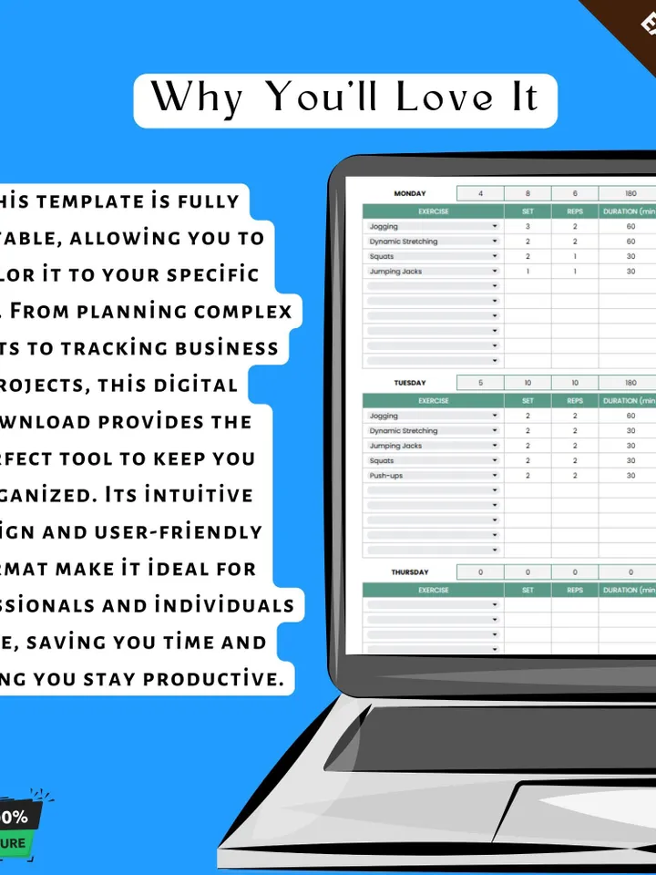 Home Workout Template, Editable Google Sheets, Digital Download for Fitness Tracking & At-Home Exercise Planning