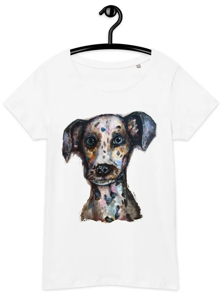 Dalmatian Women’s basic organic t-shirt made with my original watercolor painting,dog lovers wearable gifts,women soft cotton t shirts