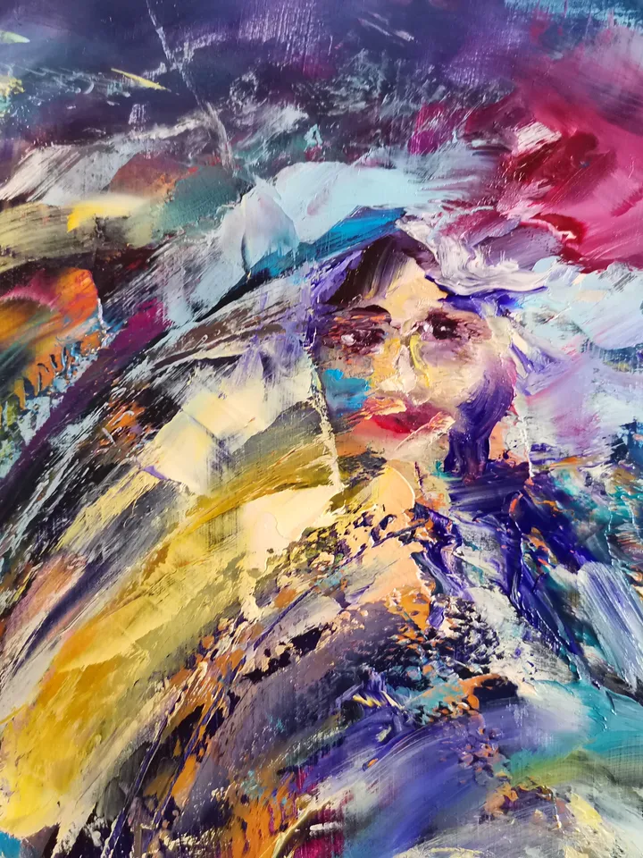 Abstract Life Fate People Angel Girl Art Original Oil Painting Artist Svinar Oksana