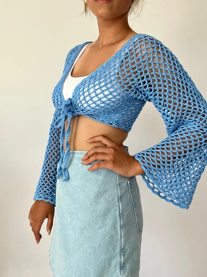 Mesh top, crochet crop top, Crochet summer top, crochet coverup PDF