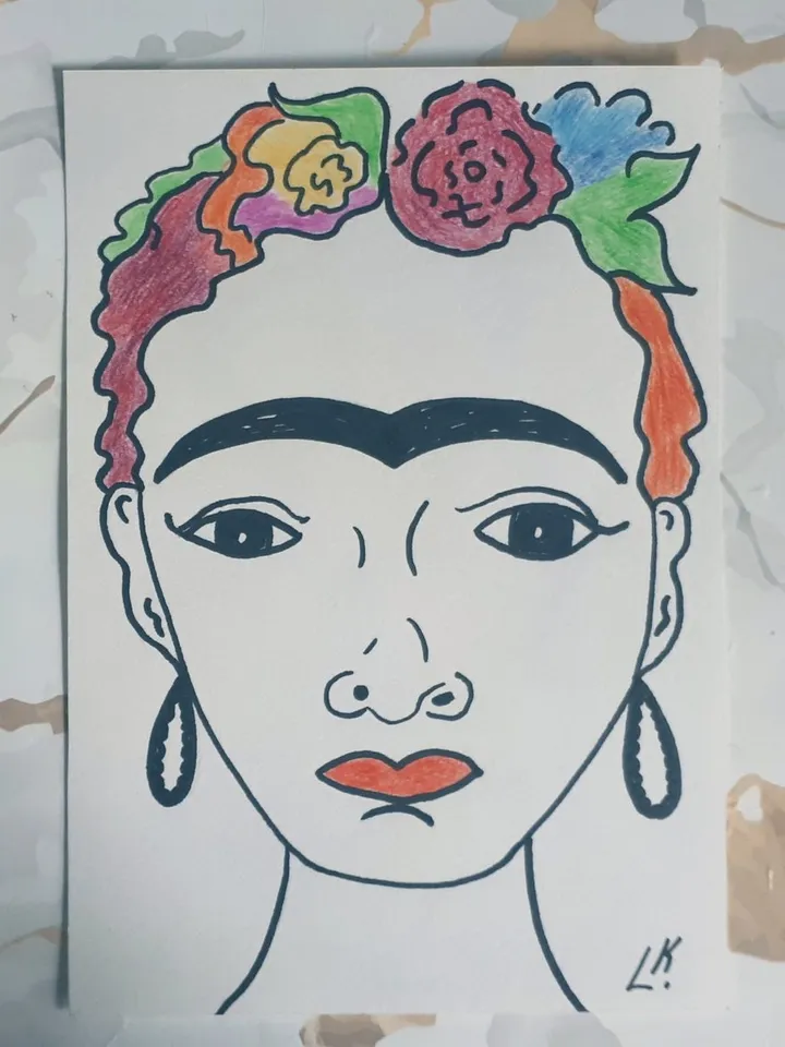 Frida Kahlo, Pencil Drawing Art, Woman Portrait, Famous Artist Painting