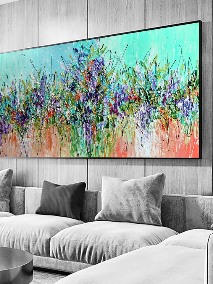 Original Oil Painting on Canvas, Large wall art, Boho Wall Décor, Green Abstract Art, Colorful painting,Home decor,Living room Bedroom Decor