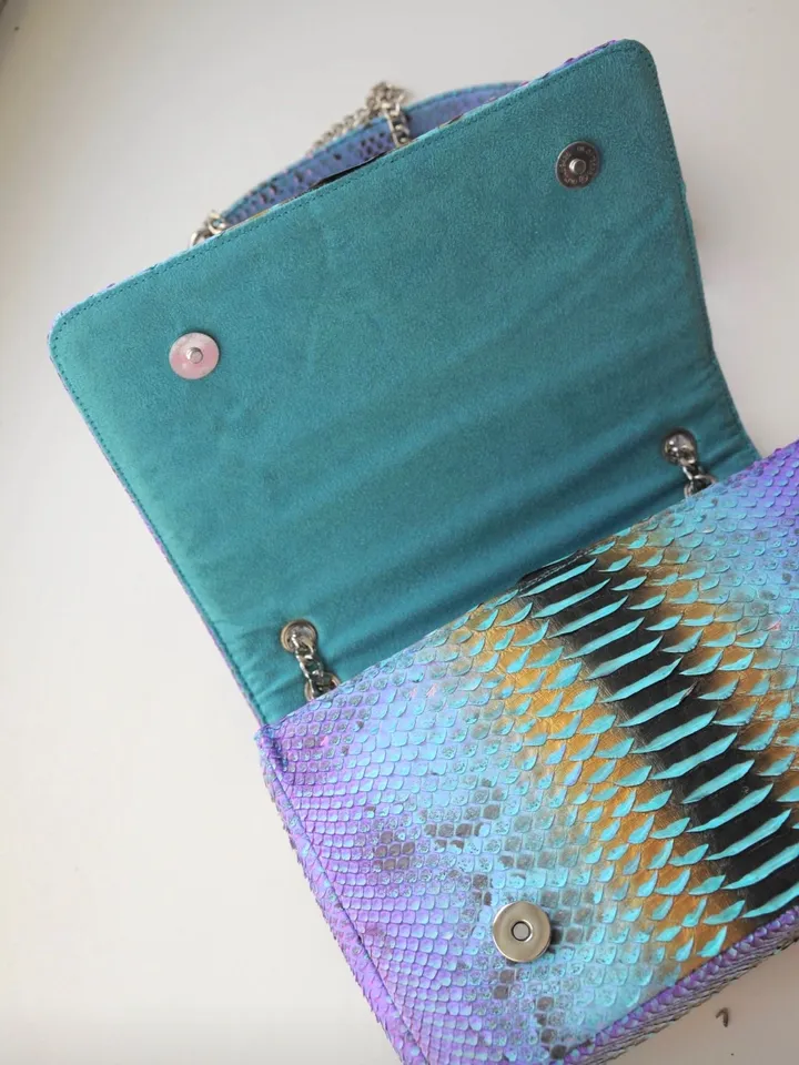 Genuine python skin crossbody bag | Summer women leather purse | designer bag | snakeskin bag | multicolor handbag | handmade bags| sale