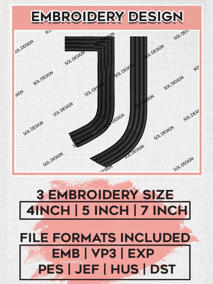 Juventus Embroidery Design Files, Serie A Embroidery files, Serie A Juventus Teams, Football, Digital Download