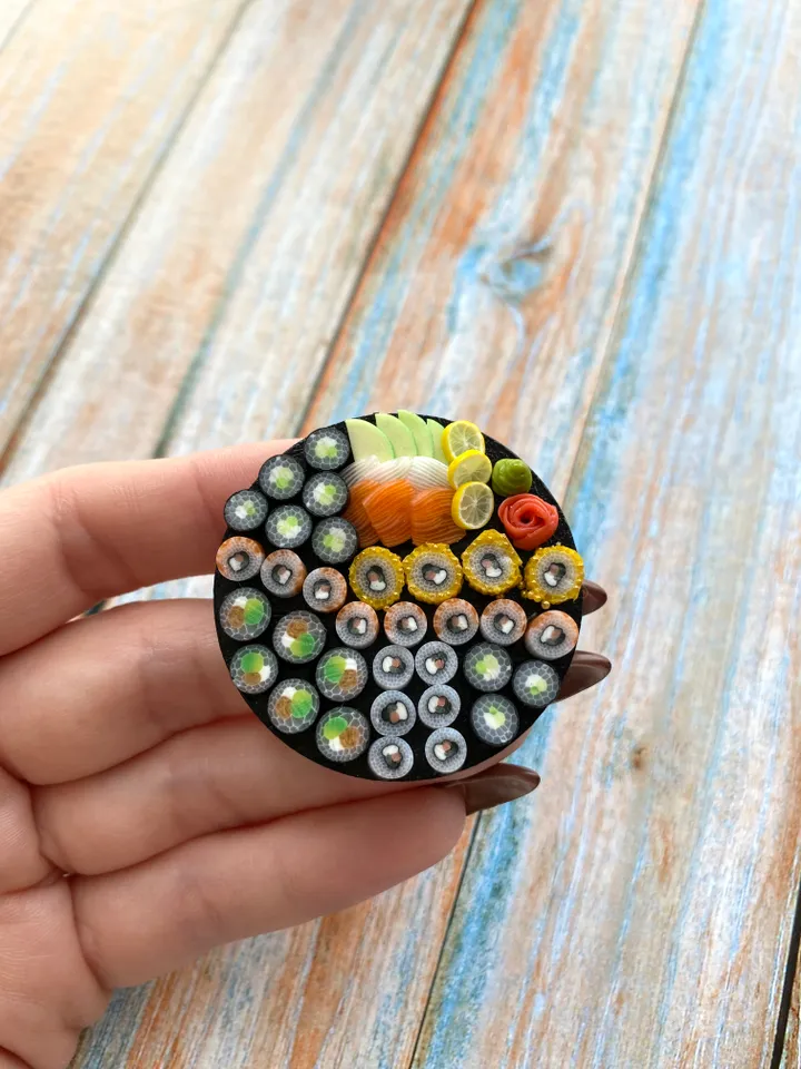 Magnet Miniature Sushi Board with Polymer clay Souvenir