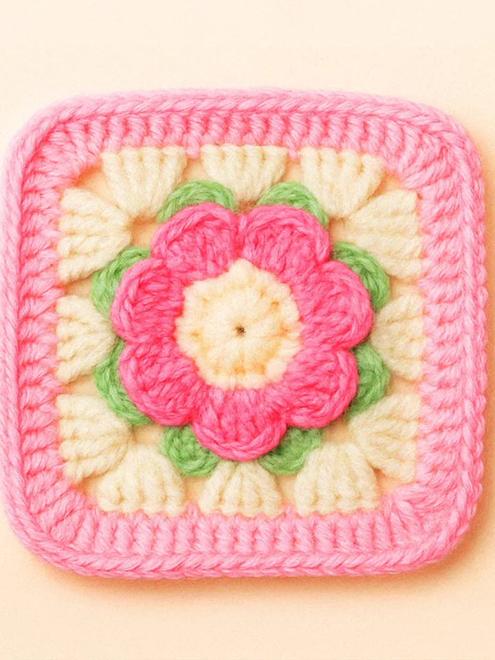 3D Granny Square Crochet Pattern for Baby Blanket & Pillow | Easy Crochet Square DIY Pattern for Beginners
