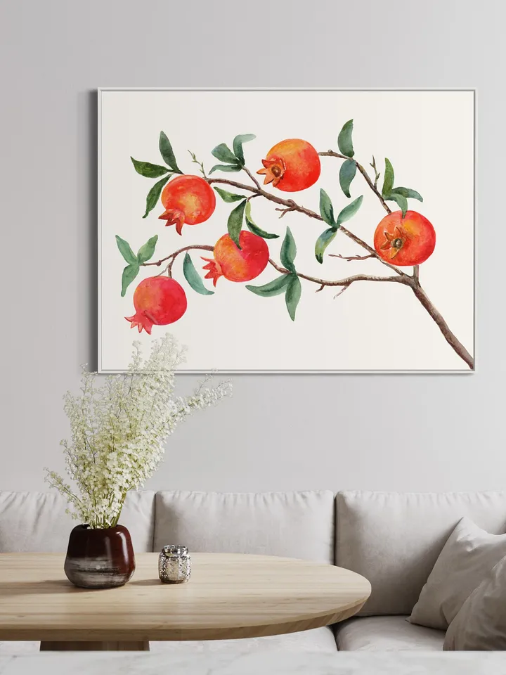 Pomegranate Tree Art Print, Watercolor Painting, Pomegranate Artwork, Vintage Fruit Trees, Gift For Chef, Fruit Painting, Still Life Fruit,