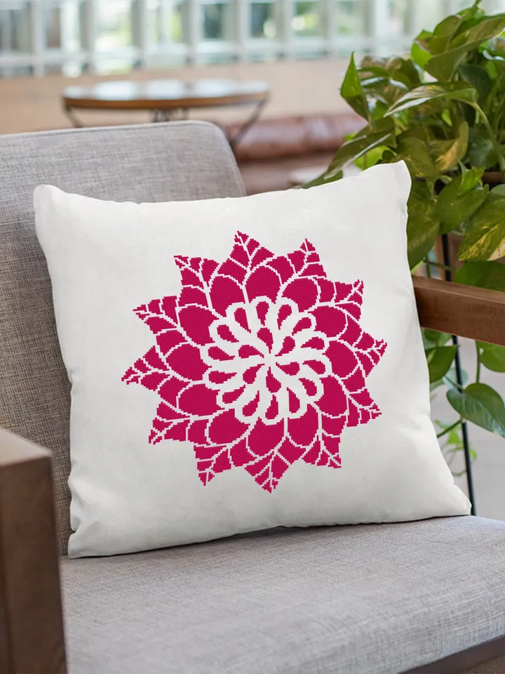 Flower mandala cross stitch pattern download PDF Easy mandala digital PDF Monochrome cross stitch Modern quick cross stitch Home decor #M124