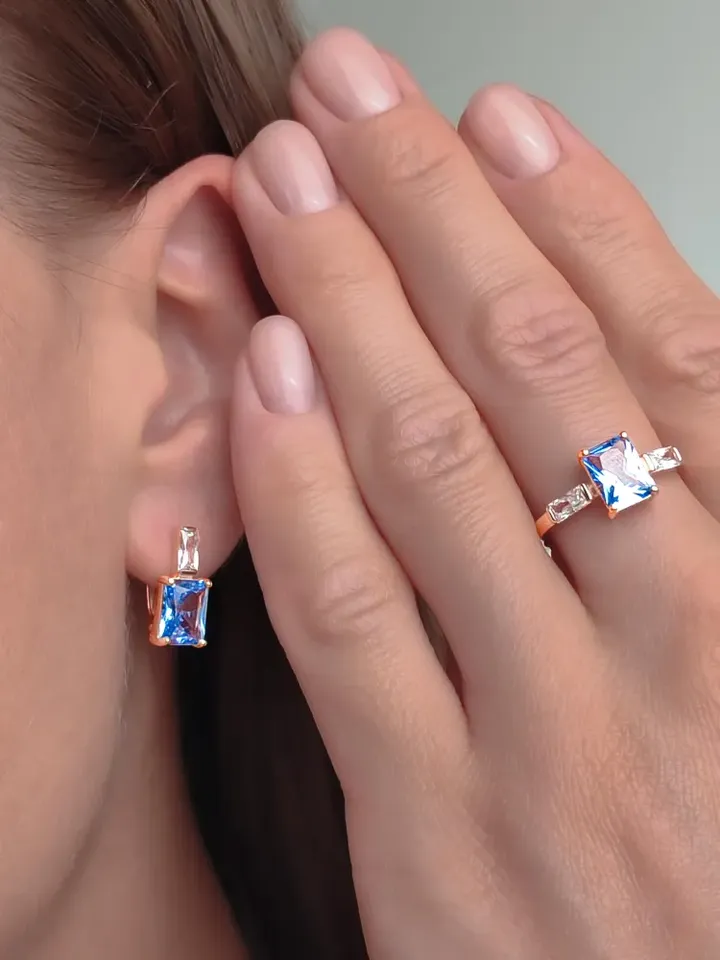 Earrings silver 925 with topaz and cubic zirconia