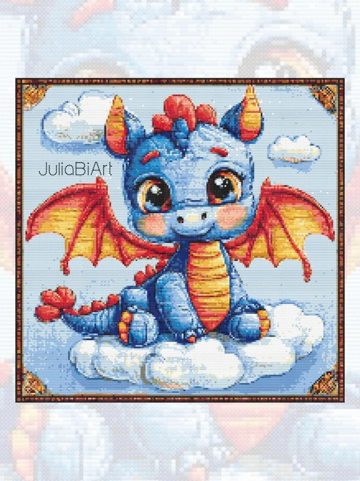 Cross stitch pattern PDF, Little dragon