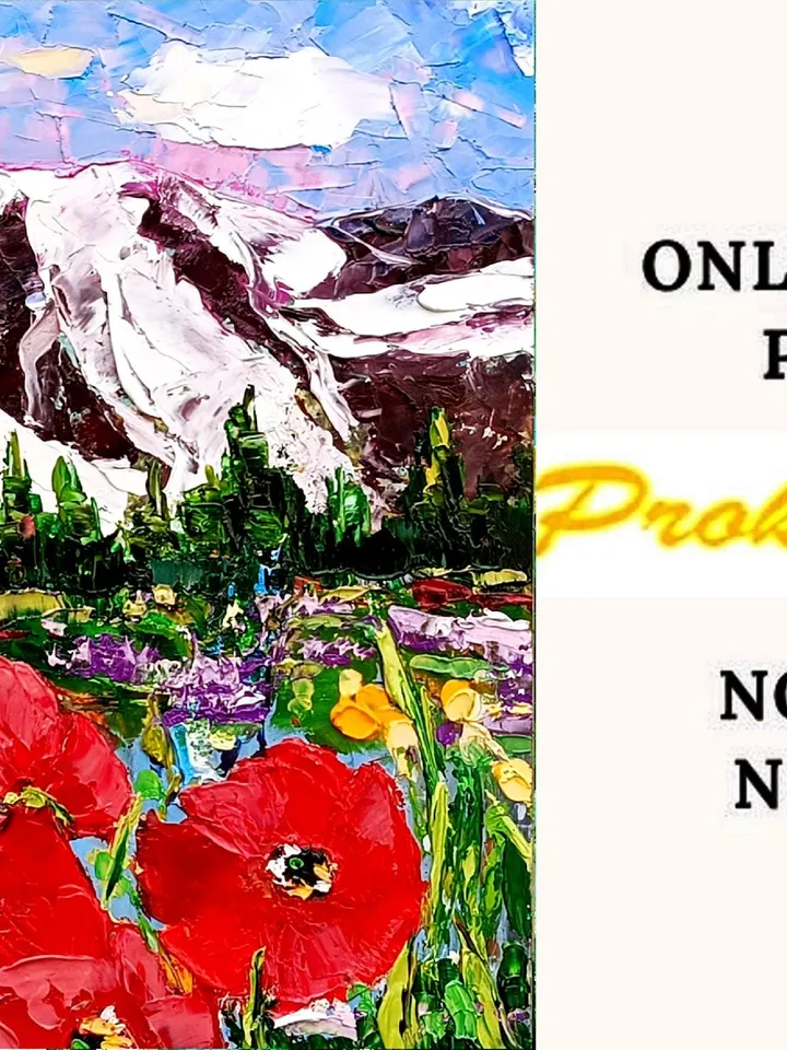 Mount Rainier Painting Washington Landscape Original Art Mountains Impasto Wall Decor for Home Travel Gifts by ArtProkopaloSv