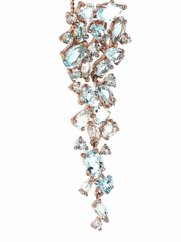 Women's neck pendant 925 silver with topaz