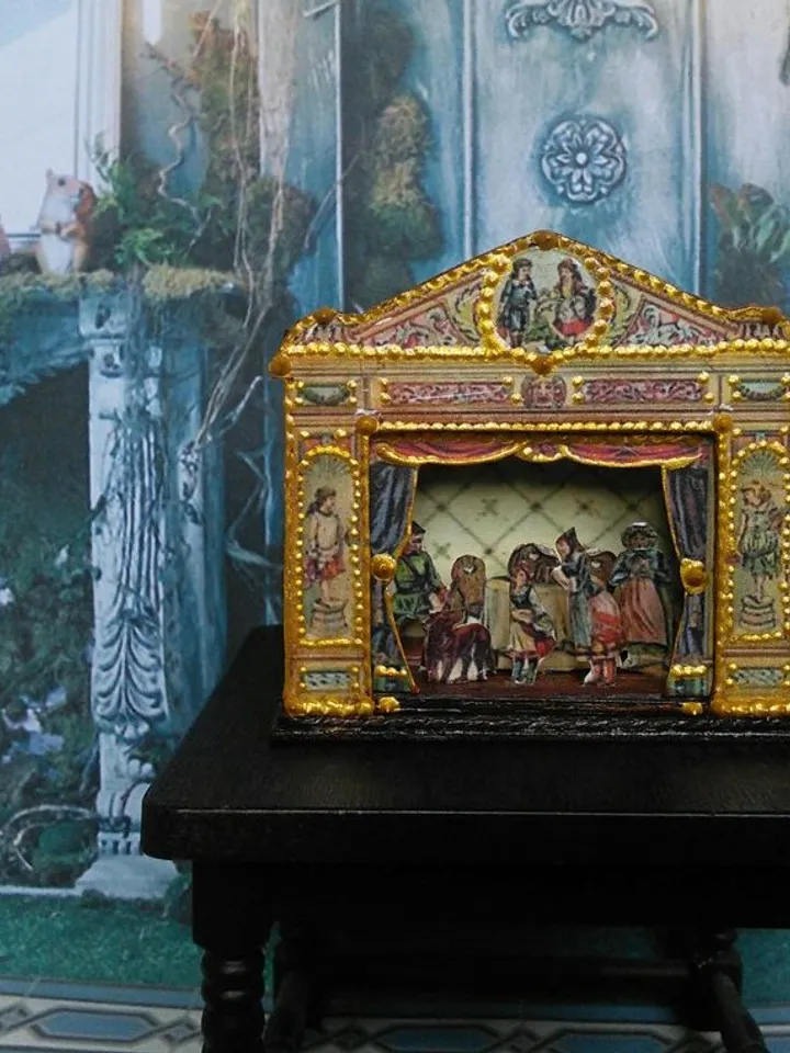 Miniature puppet theater for doll houses.1:12 scale.