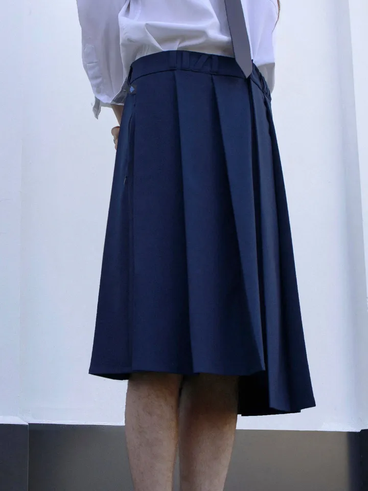 Men's "School Mood" asymmetrical pleated skirt \ Men's skirt \ kilt