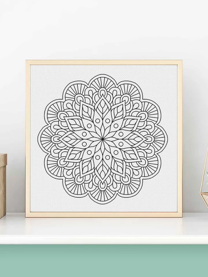 Flower mandala blackwork pattern PDF download Mandala ornament Backstitch chart, Blackwork mandala hand embroidery PDF, Mandala art #W45