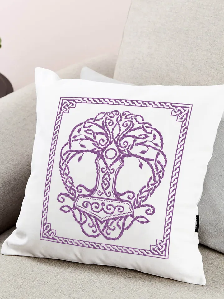 Thor hammer cross stitch pattern download PDF Celtic knot cross stitch chart, Tree of life cross stitch, Modern mandala pattern digital #M41