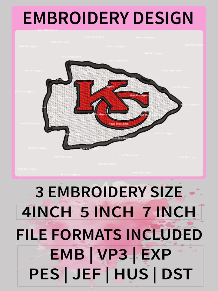 Kansas City Chiefs Embroidery Files, NFL Logo Embroidery Designs, NFL City Chiefs, NFL Machine Embroidery Designs