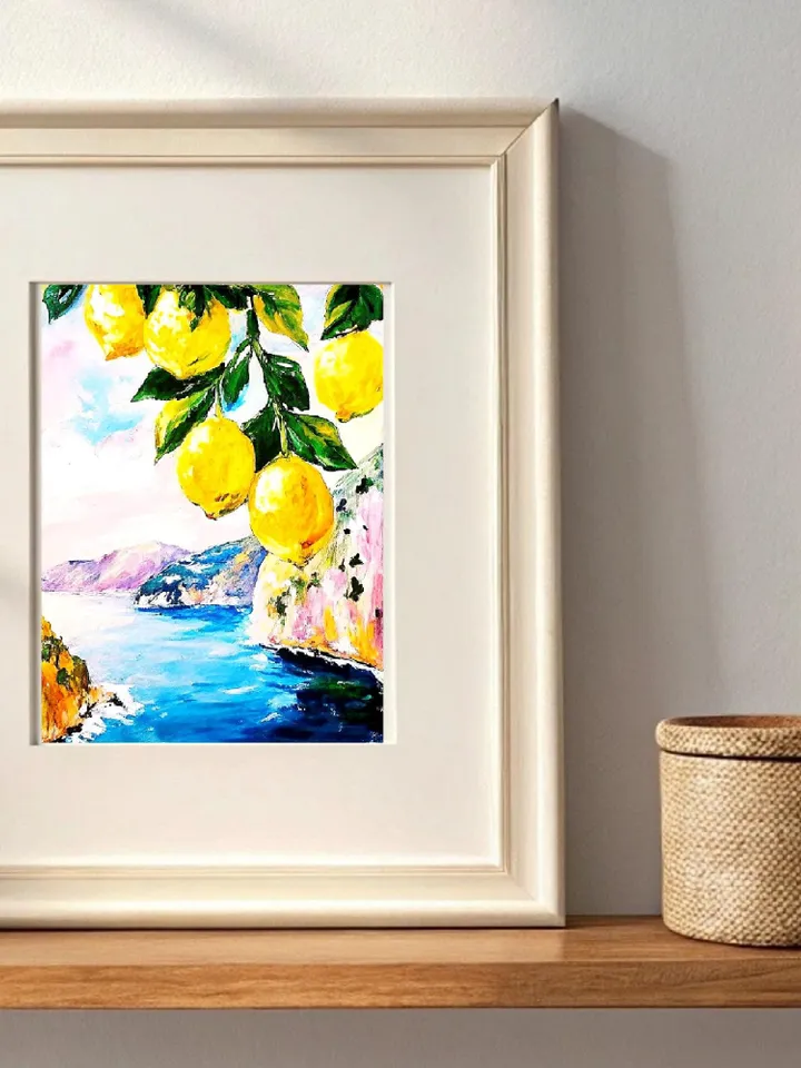 Italy Oil Painting Italian Landscape Lemon Tree Painting Original Art Impasto Oil Painting Art Unique Original Oil Painting Modern Art 7x5