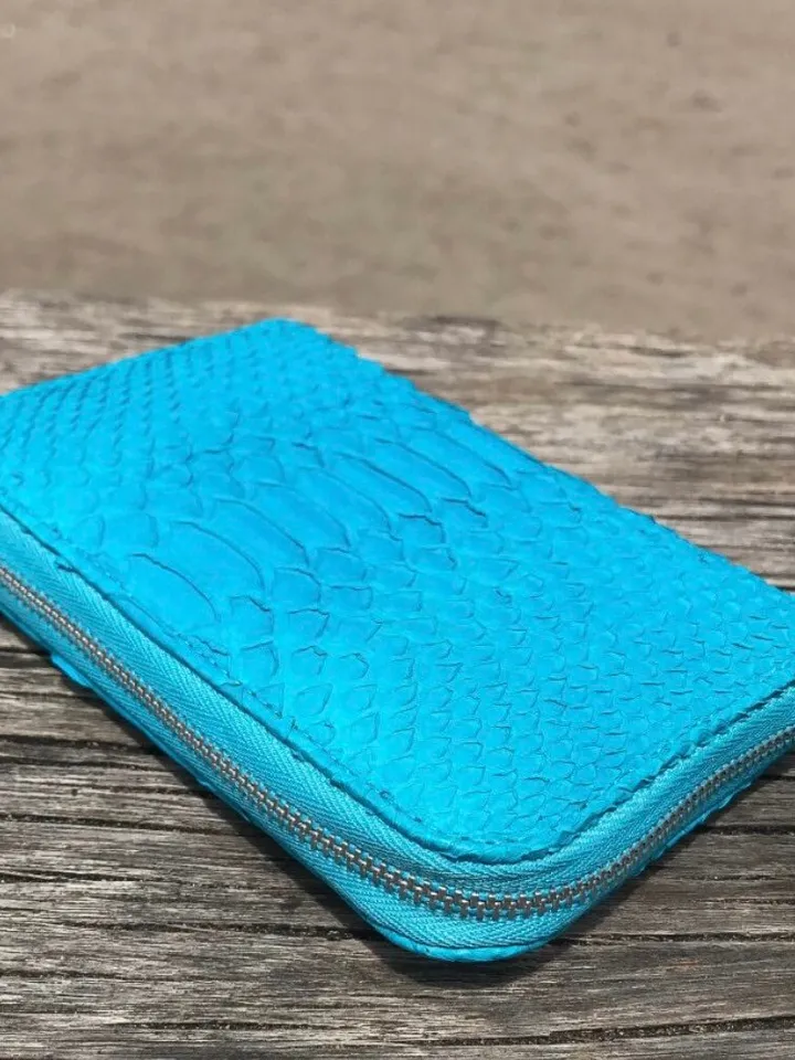 Genuine python skin turquise wallet | Small wallet | Exotic leather wallet | Women wallet | Snake trendy Wallet | Snakeskin designer wallet