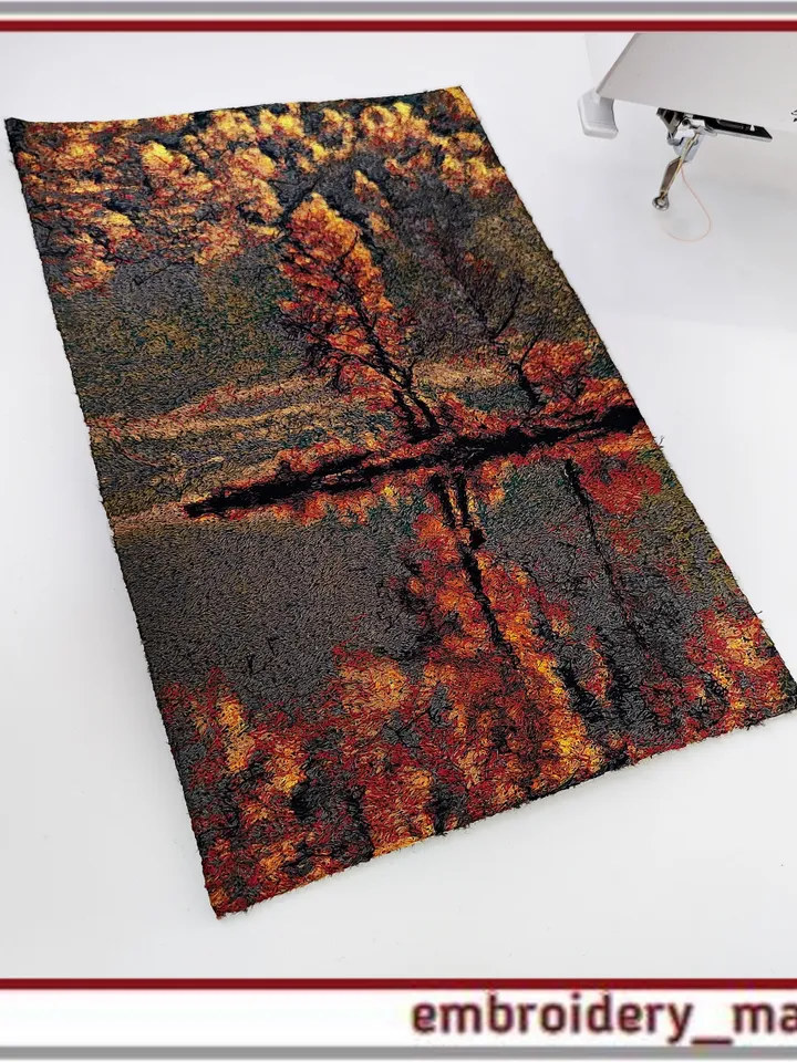 Machine embroidery design photo stitch Autumn Reflection by Embroidery Manavi 05
