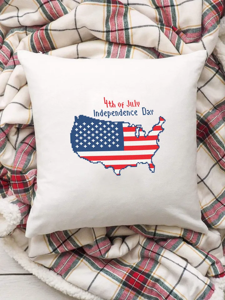 USA map cross stitch pattern PDF download Patriotic cross stitch chart, American flag embroidery, Independence Day july 4 cross stitch #T14