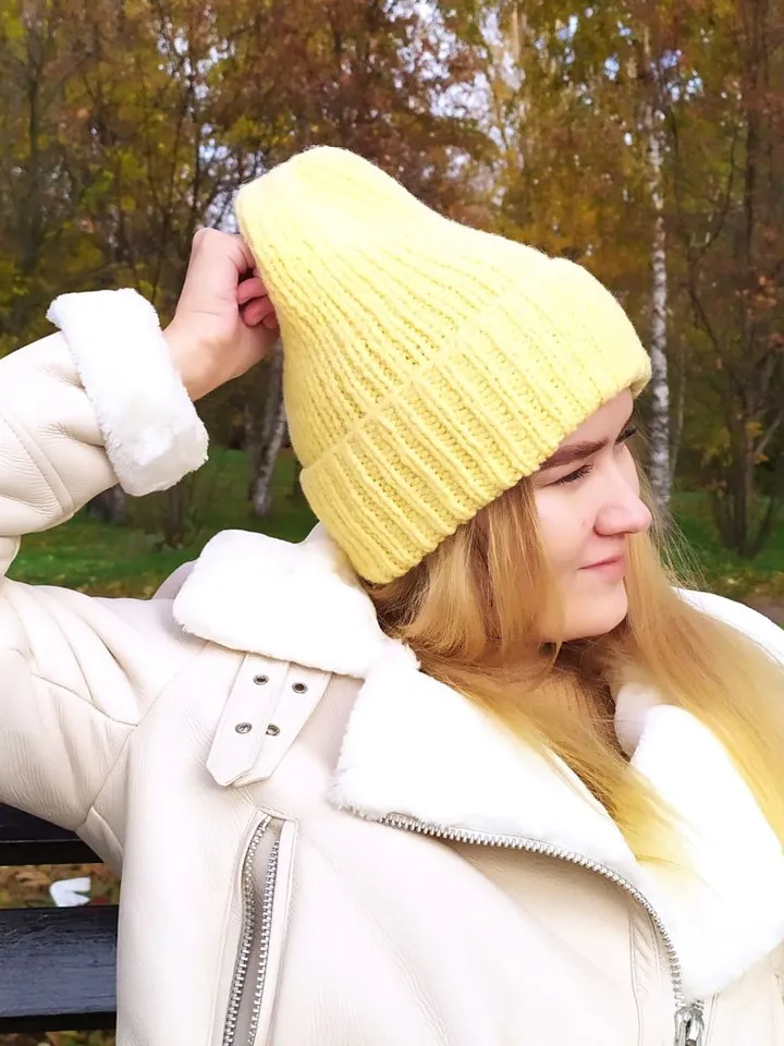 Winter yellow womens hat