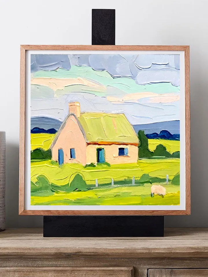 Original Oil Painting Irish Cottage Original Art Ireland Painting Landscape Impasto Oil Painting Impressionist Art Gift by ArtProkopaloSv