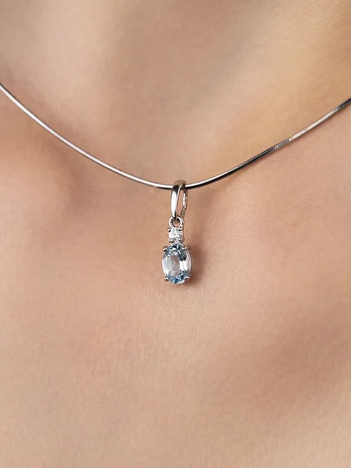 Pendant, locket, silver 925 with topaz