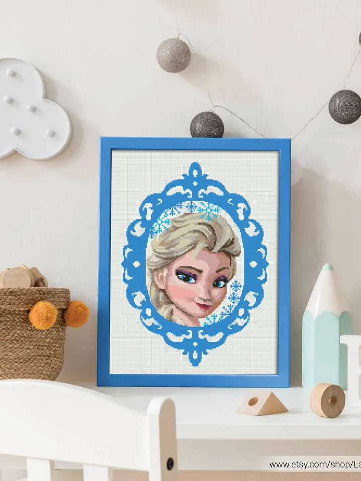 Elsa Frozen Snowflake Cross stitch pattern | Embroidery Pattern | Instant Download | Embroidery Designs