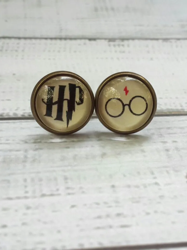 I A-Dumbledore you earrings, Harry Potter Earrings, Harry Potter studs gift with glass cabochon