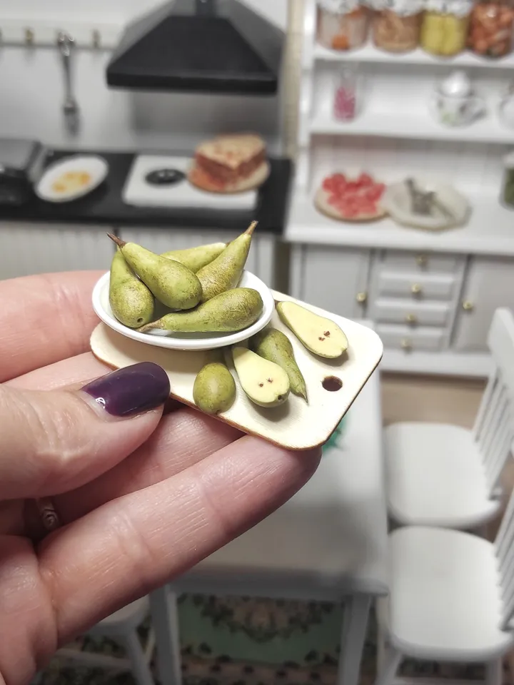 Small food, micro fruit, mini food, pear for dollhouse, fruit for dolls, tiny miniature, dollhouse miniature - fruit