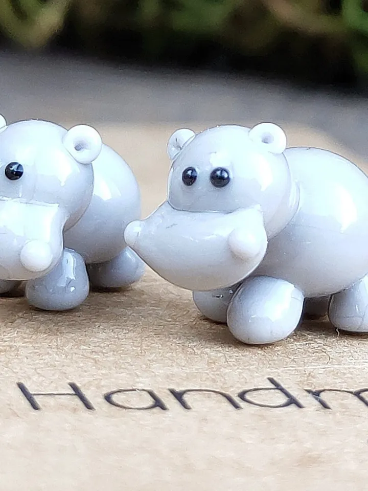 Hippo figurine Hippo art Hippo gifts Hippo ornament Hippo statue Hippopotamus Hippo for Christmas Miniature animals Tiny glass animals
