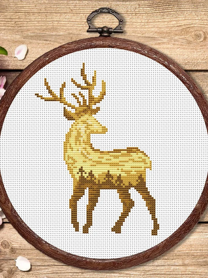 Deer Cross Stitch Pattern, Animal Cross Stitch, Embroidery Deer, Watercolor Deer Silhouette Cross Stitch, Modern Cross Stitch #anm026