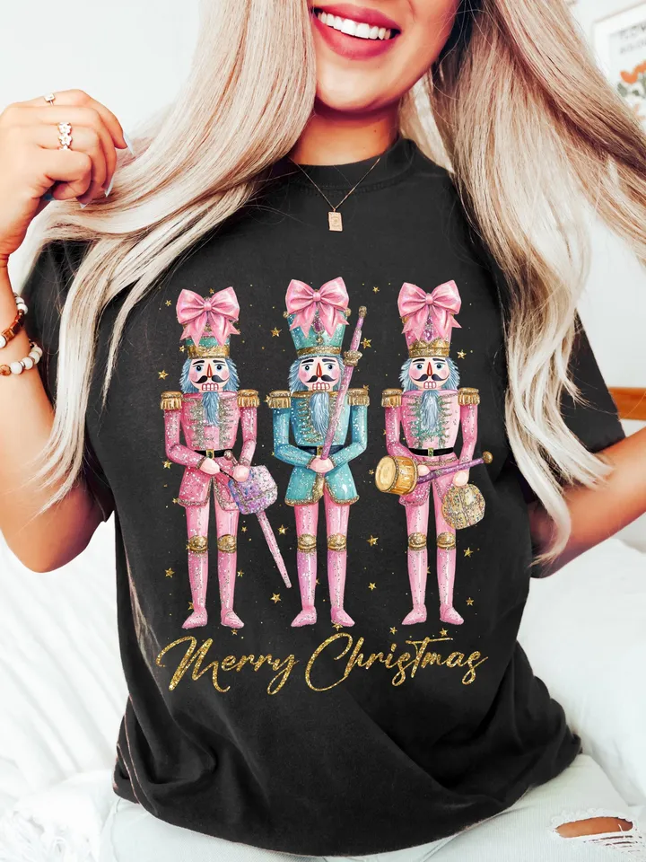 Glitter Nutcracker Friends PNG, Pink Christmas PNG, Coquette png, Pink bow png, Pink Christmas PNG sublimation, Coquette Christmas png