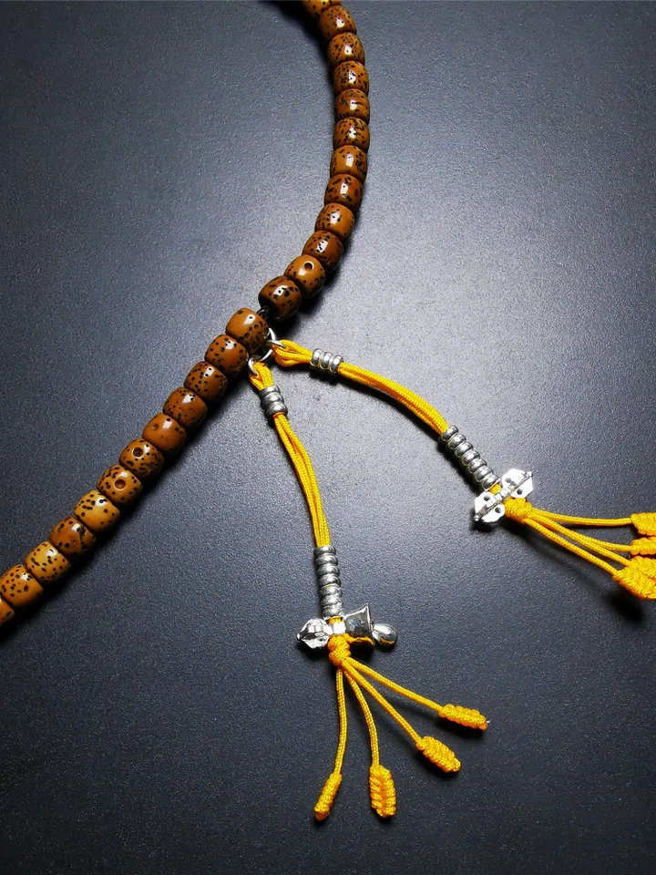 Gandhanra Handmade Tibetan Sterling Silver Mala Counters,Prayer Bead Counters,with Dorje and Vajra Pendant,3mm Mini Size