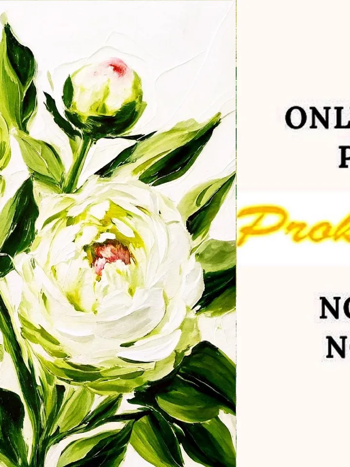 Peony Painting Flower Original Art Blue Peonies Impasto Oil Painting Small Wall Art Gift by ArtProkopaloSv