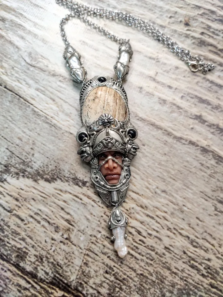 Gemstone necklace Aztec Warrior
