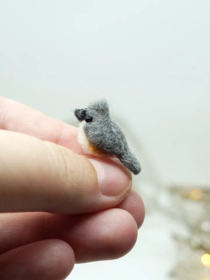 Tiny needle felted tufted titmouse, miniature bird, made to order