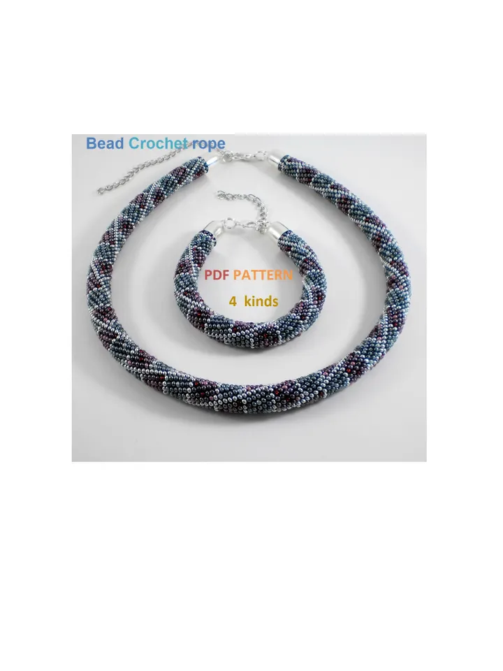 Bead Crochet Necklace Bracelet patterns, Rope bead crochet, pattern seed beads, DIY, bead jewelery, Instant Download, PDF patterns