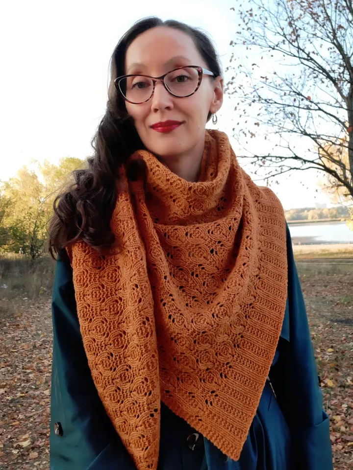 Warmth Asymmetrical Shawl Knitting Pattern Sideways Textured Lacy Design