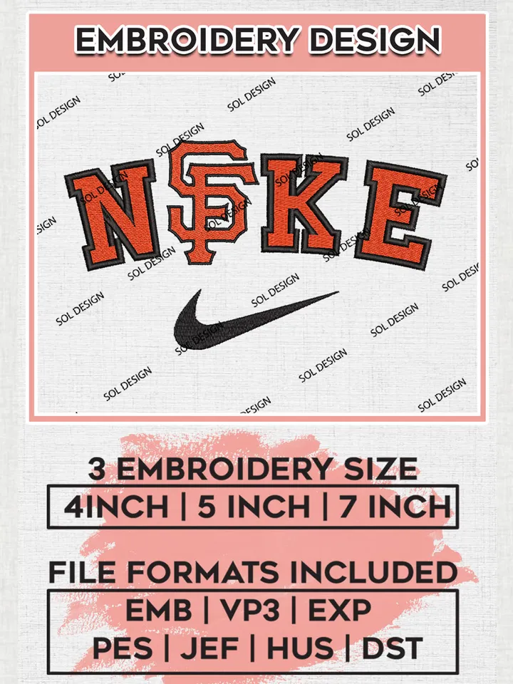 Nik.e San Francisco Giants Team Logo Embroidery Design, MLB Team Embroidery files, San Francisco Giants Baseball Team, MLB GiantsTeam, Digital Download