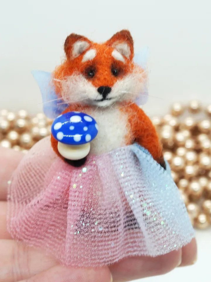 Mary the fox, miniature needle felted animal, fairy fox, ships from the US