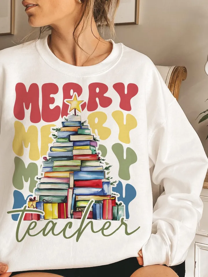 Merry teacher PNG, Teacher christmas PNG, Teacher SweaterShirts, Christmas Gifts, Merry Christmas Png, Sublimation Design Digital Download