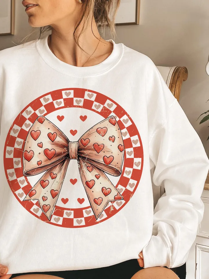 Checkered Valentines Day Coquette Png, Retro Valentine Bow Png, Valentines Day Png, Retro Valentine Png, Valentine Heart Png, Love Png