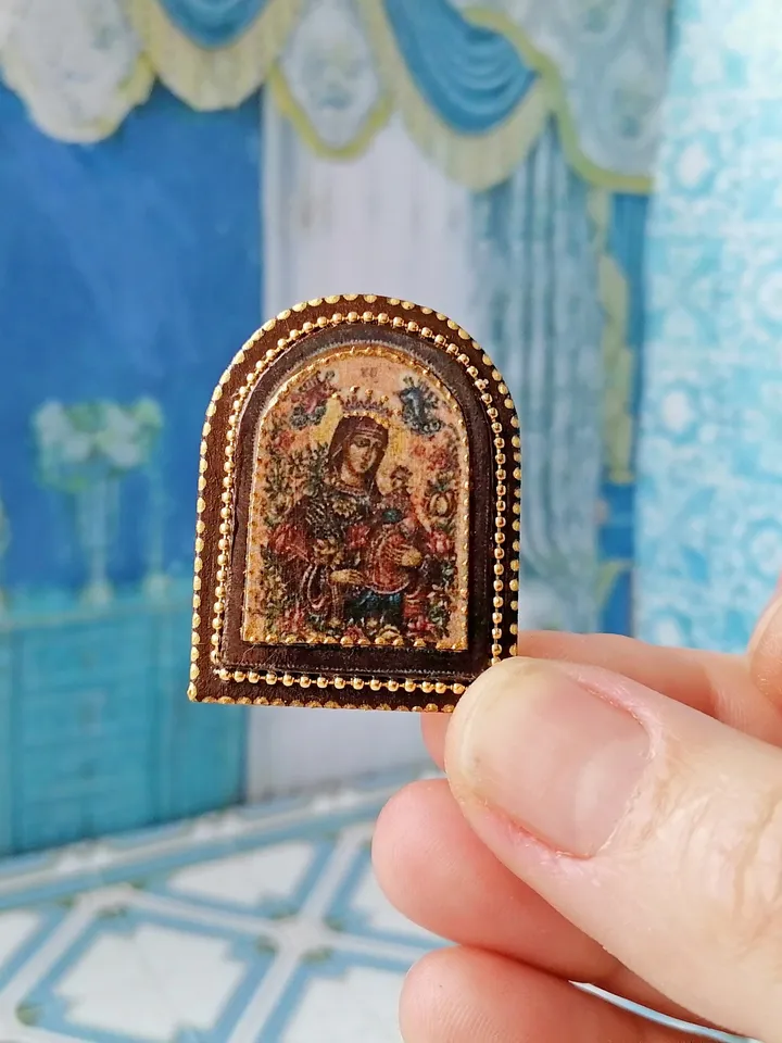 Miniature icon. Christmas icon.1:12 scale.Dollhouse miniature. Christmas. 1:12.Handmade. Ancient icon.