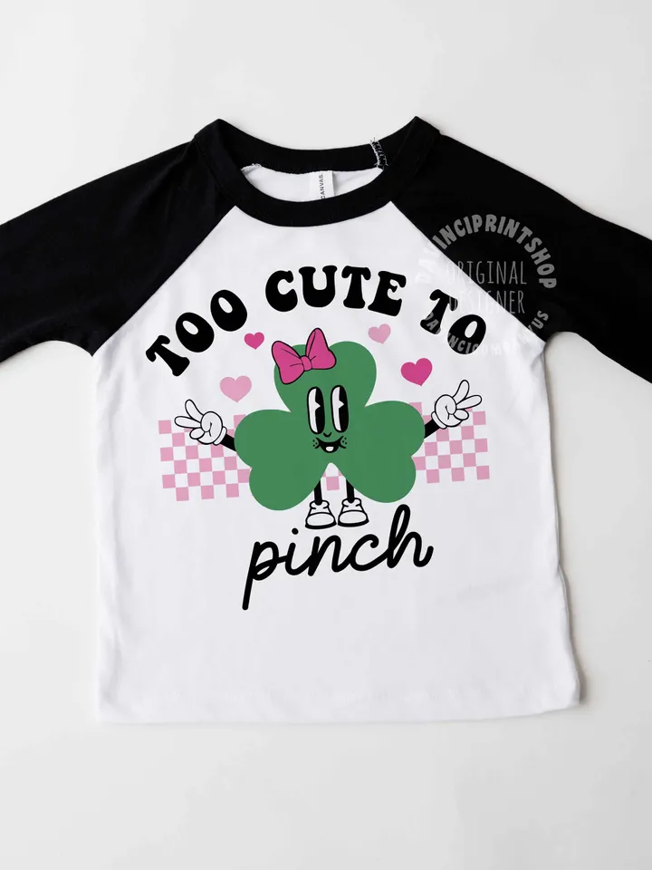 Too Cute To Pinch SVG, Girl St Patrick Day SVG, Shamrock Svg, irish girl svg, Retro Clover Svg, Saint Patricks Shirt, Svg Files For Cricut